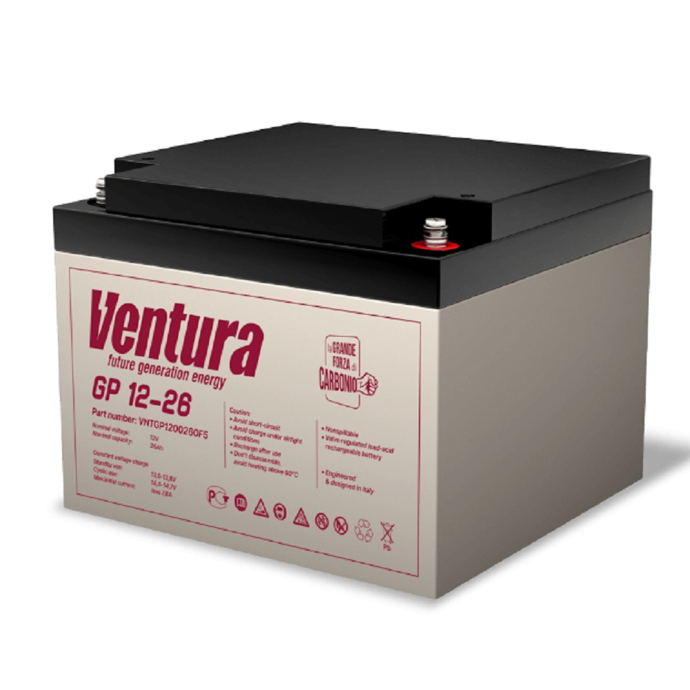 АКБ Ventura GP 12-26 12V/26Ah {F5, ДхШхВ 175х166х125мм, 7.70кг, срок службы 6-9 лет}