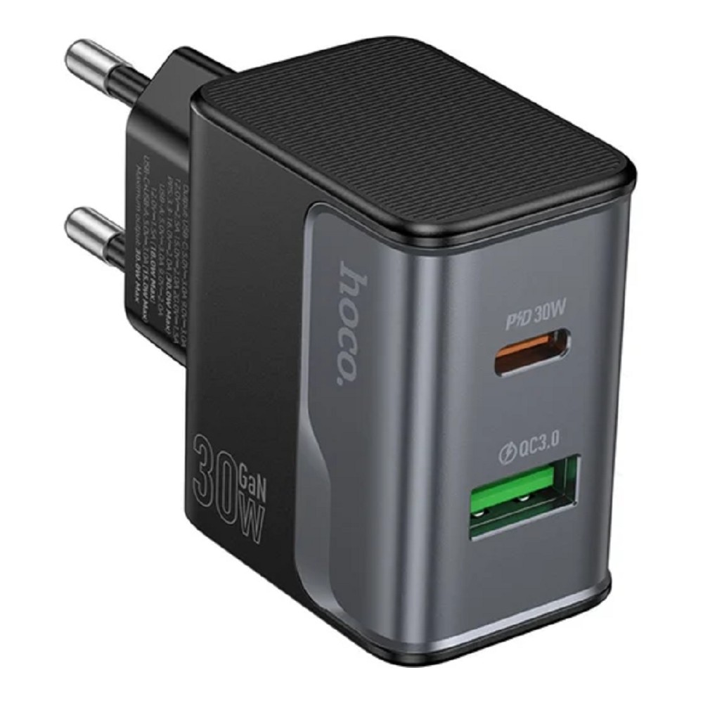 HOCO Зарядное устройство Hoco 30Вт, 3А, QC3.0/PD, 1xUSB, 1xType-C, CS73A, черный, коробка