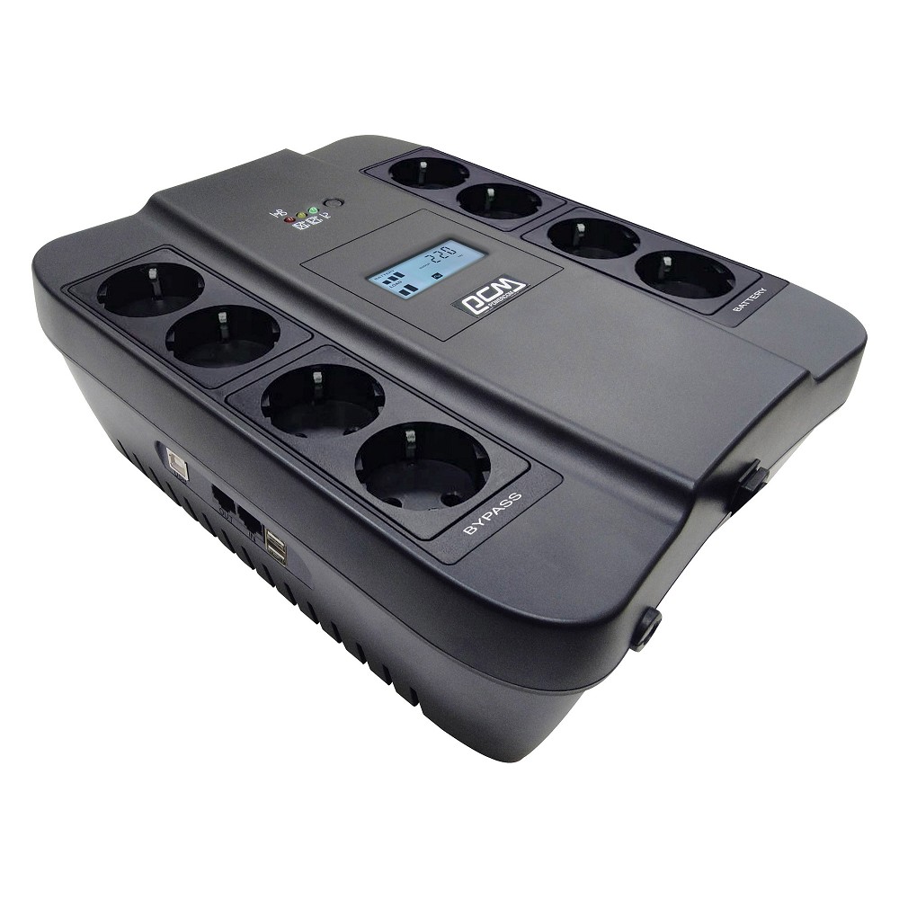 PowerCom Spider SPD-750U LCD USB ИБП {Line-Interactive, 750VA/450W, 8xEURO: 4 с резервным питанием, 4 с фильтрацией, USB/USB-порт зарядки 2.4 А} (1456261)