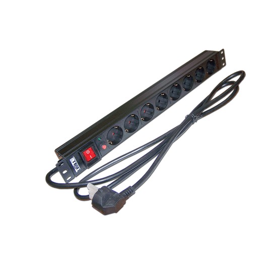 Блок розеток 19" 8 шт., 16A 250V, шнур питания 3.0 м