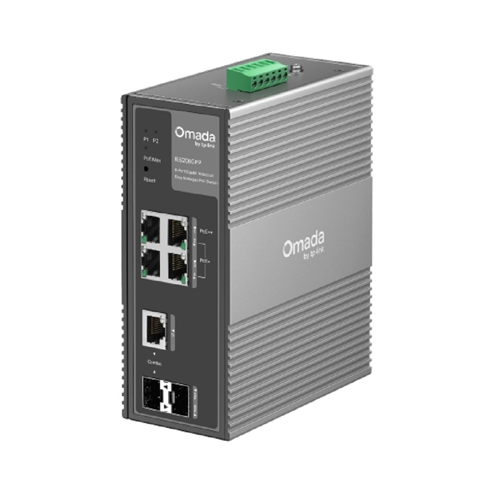 TP-Link IES206GPP Omada 6-портовый гигабитный индустриальный коммутатор Easy Managed с 3 портами PoE+ и 1 портом PoE++ 