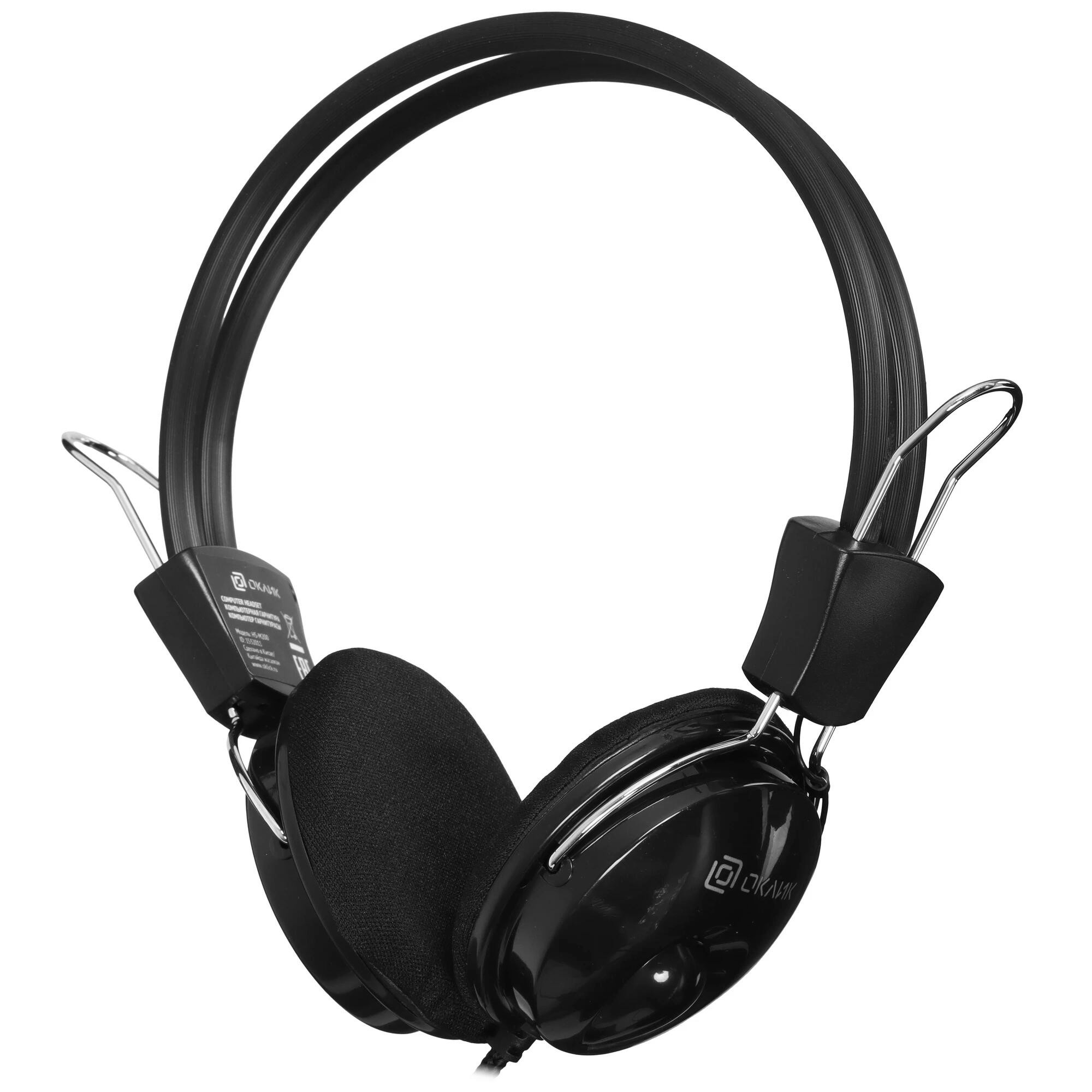 Oklick Наушники с микрофоном Оклик HS-M200 черный 1.8м накладные (1532011)