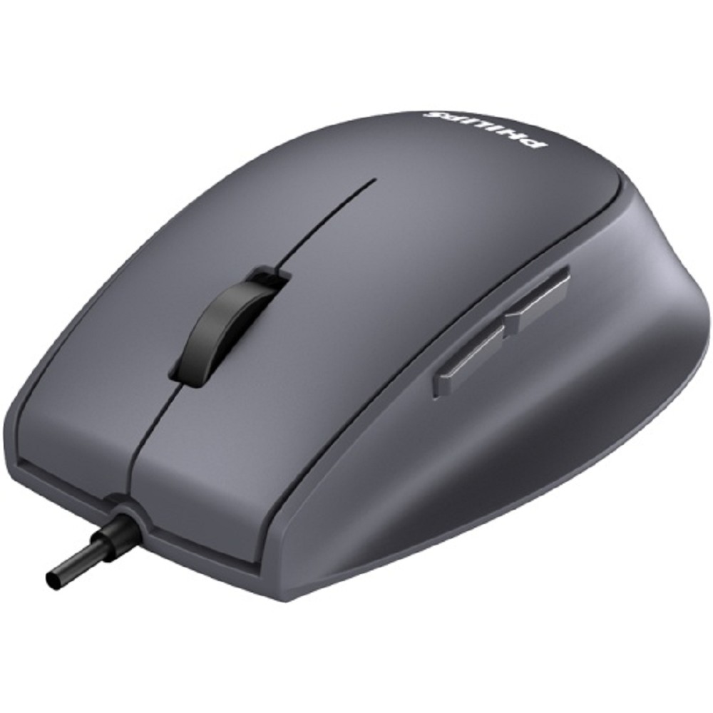 Philips  Проводная Мышь SPK7327, 5 кноп., USB 2.0, 1600dpi, бесшумная, Чёрный