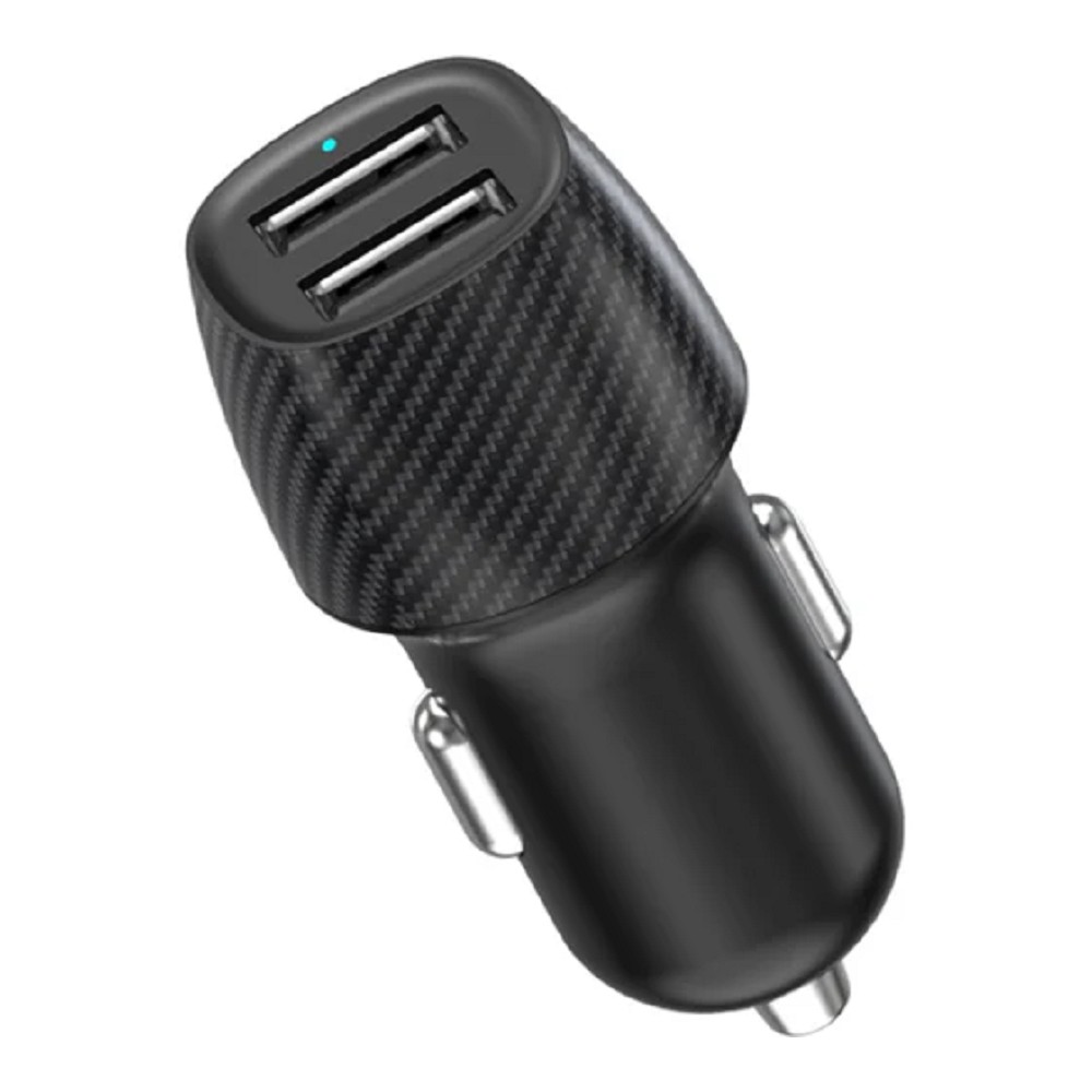 Rexant (18-2220) Автомобильное зарядное устройство c двумя портами (USB-А + USB-A) со световой индикацией, 12Вт, черное 