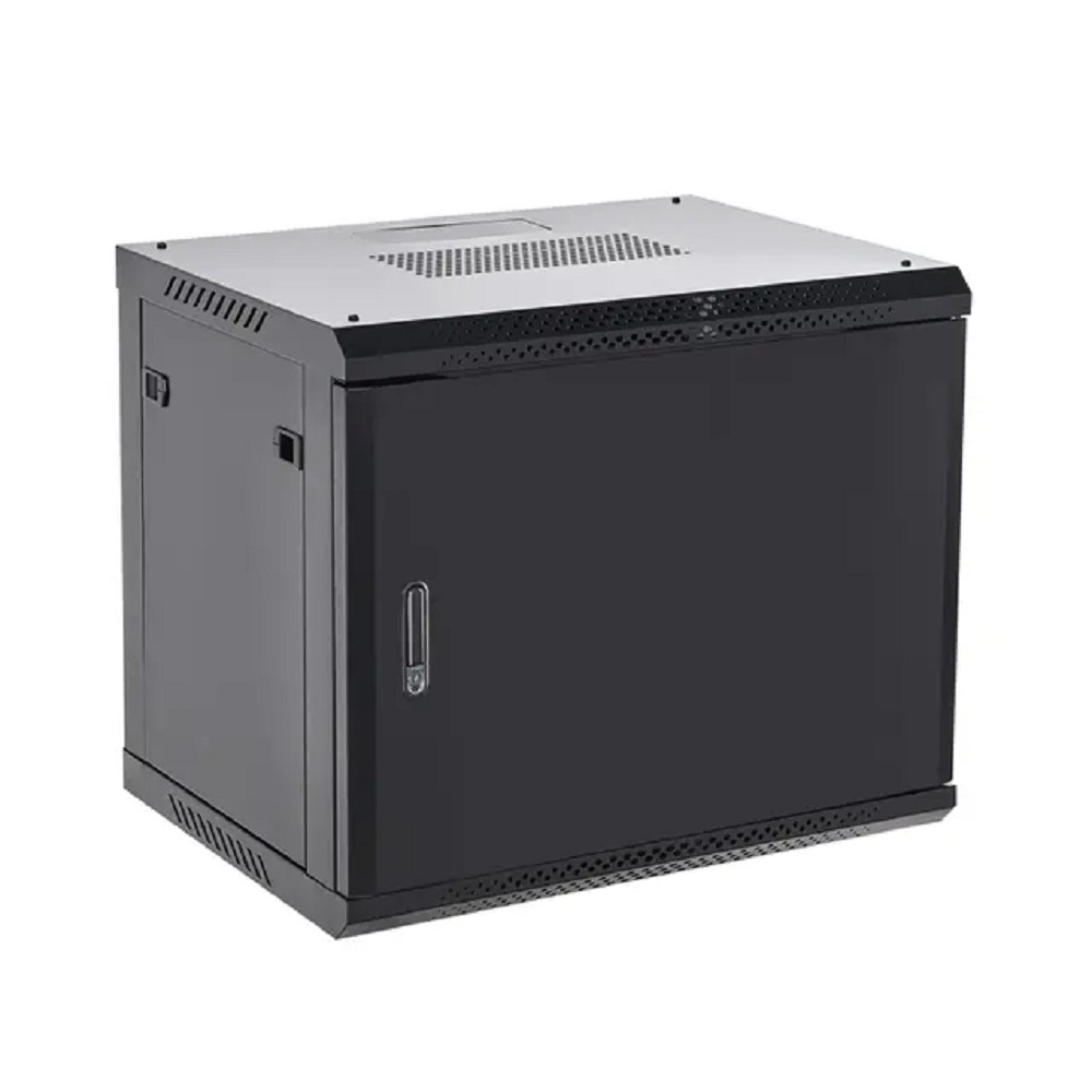 Rexant (04-1266-122) Настенный телекоммуникационный шкаф 19" 12U 600?600мм, дверь металл, с задней стенкой, разборный, черный (RAL 9005)