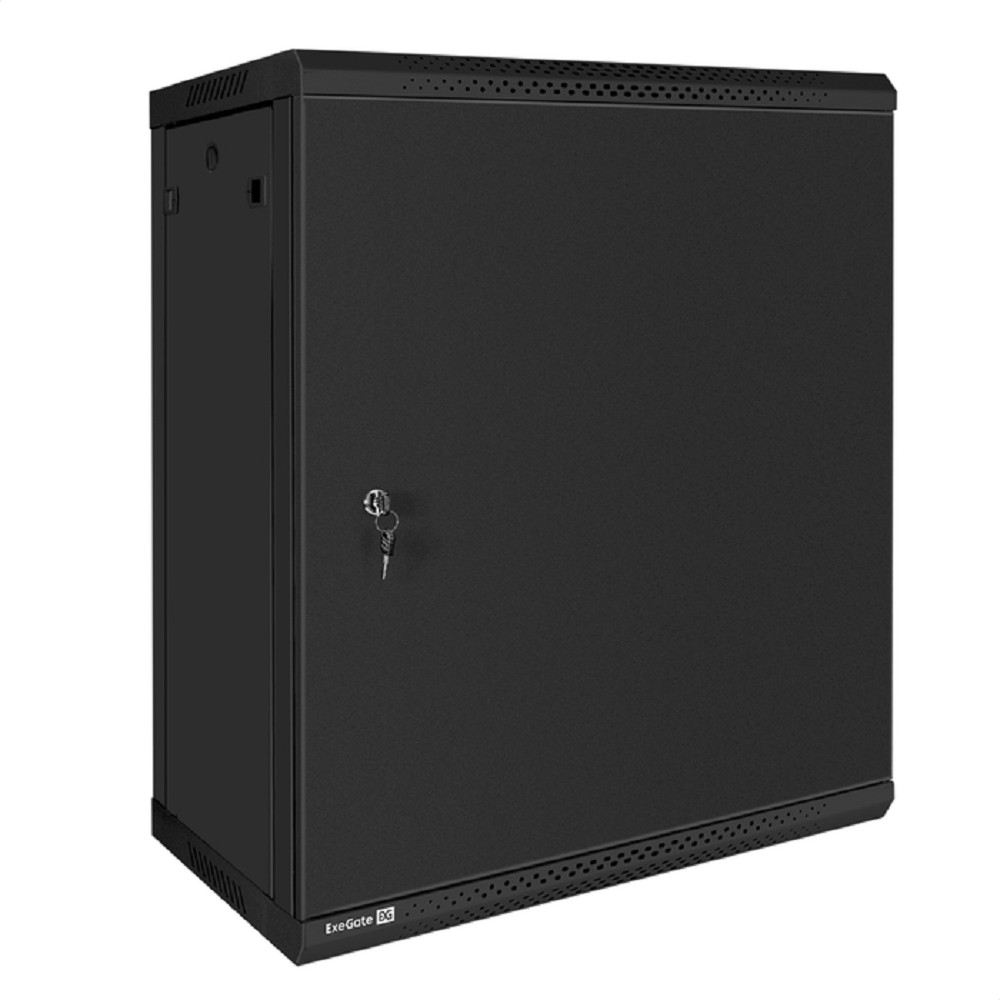 Exegate EX300256RUS Шкаф телекоммуникационный 19" настенный 15U ExeGate EC-WM-15U.450.M.BLACK (19”, 15U, 600x450x769mm (ШхГхВ), передняя дверь металл, съемные боковые панели, пыле- и влагозащита IP23,