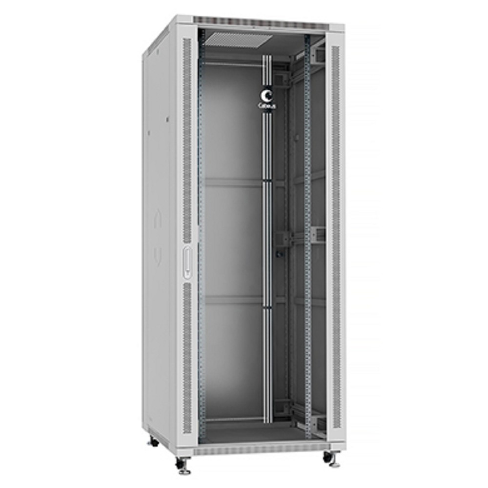 Cabeus SH-05C-42U80/100 Шкаф напольный 19", 42U 800x1000x2055mm (ШхГхВ) передняя стеклянная и задняя сплошная металлическая двери, ручка с замком, цвет серый (RAL 7035)
