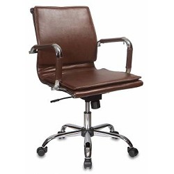 Бюрократ H-993-Low/Brown кресло руководителя низкая спинка коричневый искусственная кожа крестовина хромированная