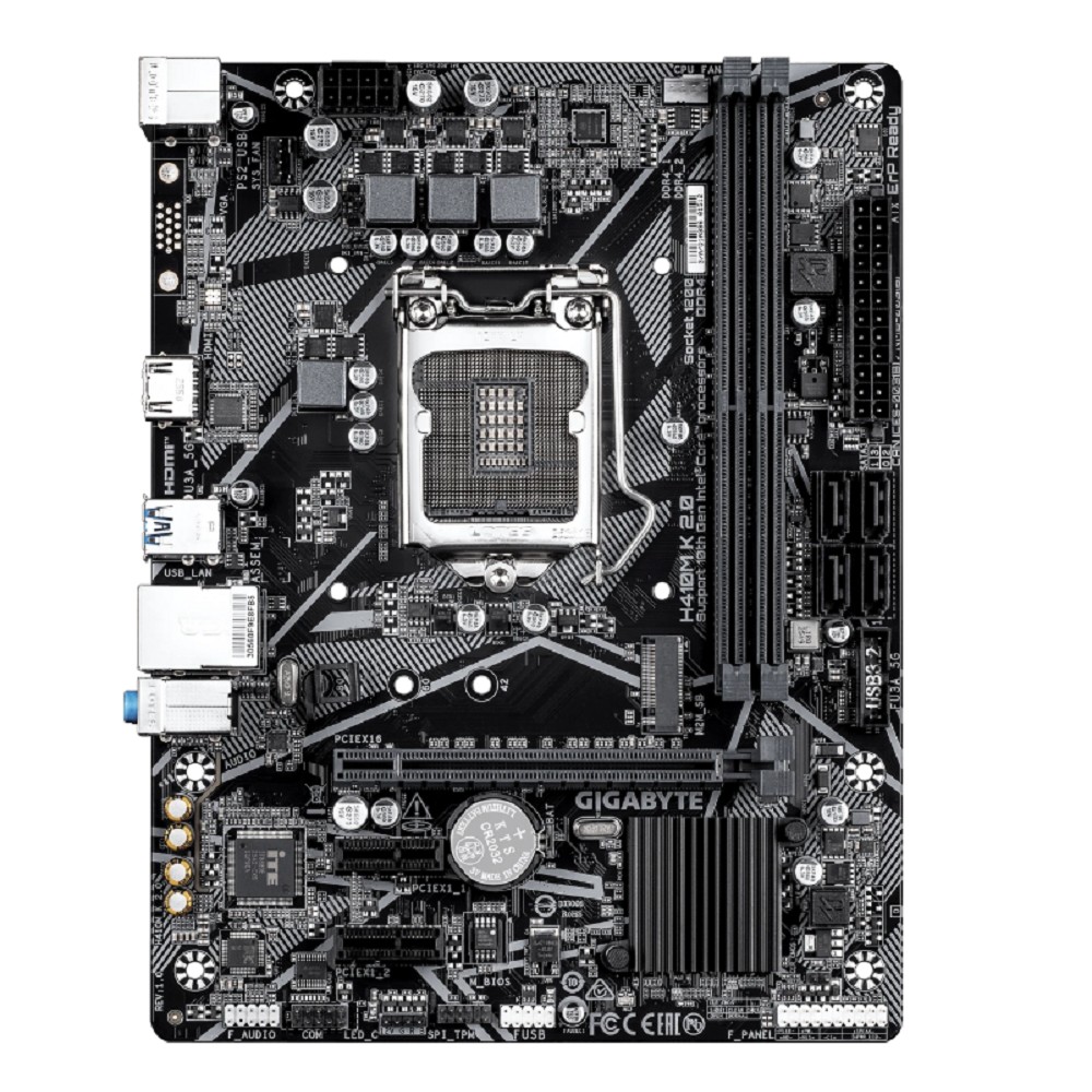 Gigabyte H410M K 2.0 (LGA1200, Q470E, 2*DDR4 (2933), 2*SATA RAID, M.2, 2*PCIe, HDMI, 2*USB 3.2, 4*USB 2.0) RTL