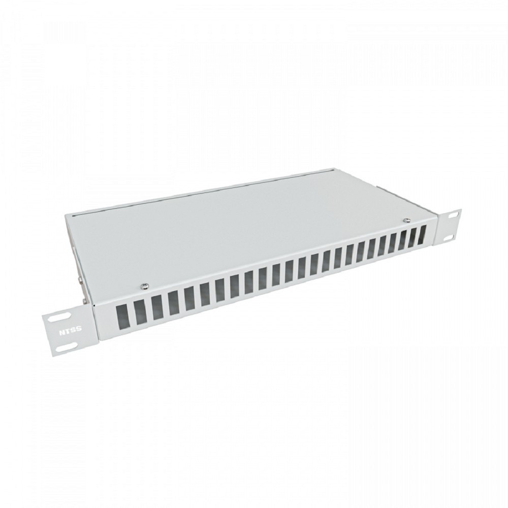 NTSS Кросс NTSS оптический 19'' частично укомплектованный 1U, 24 порта LC quadro (сплошная панель, сплайс-кассета-3шт) серый RAL 7035 NTSS-RFOB-1U-24-4LC-S0000