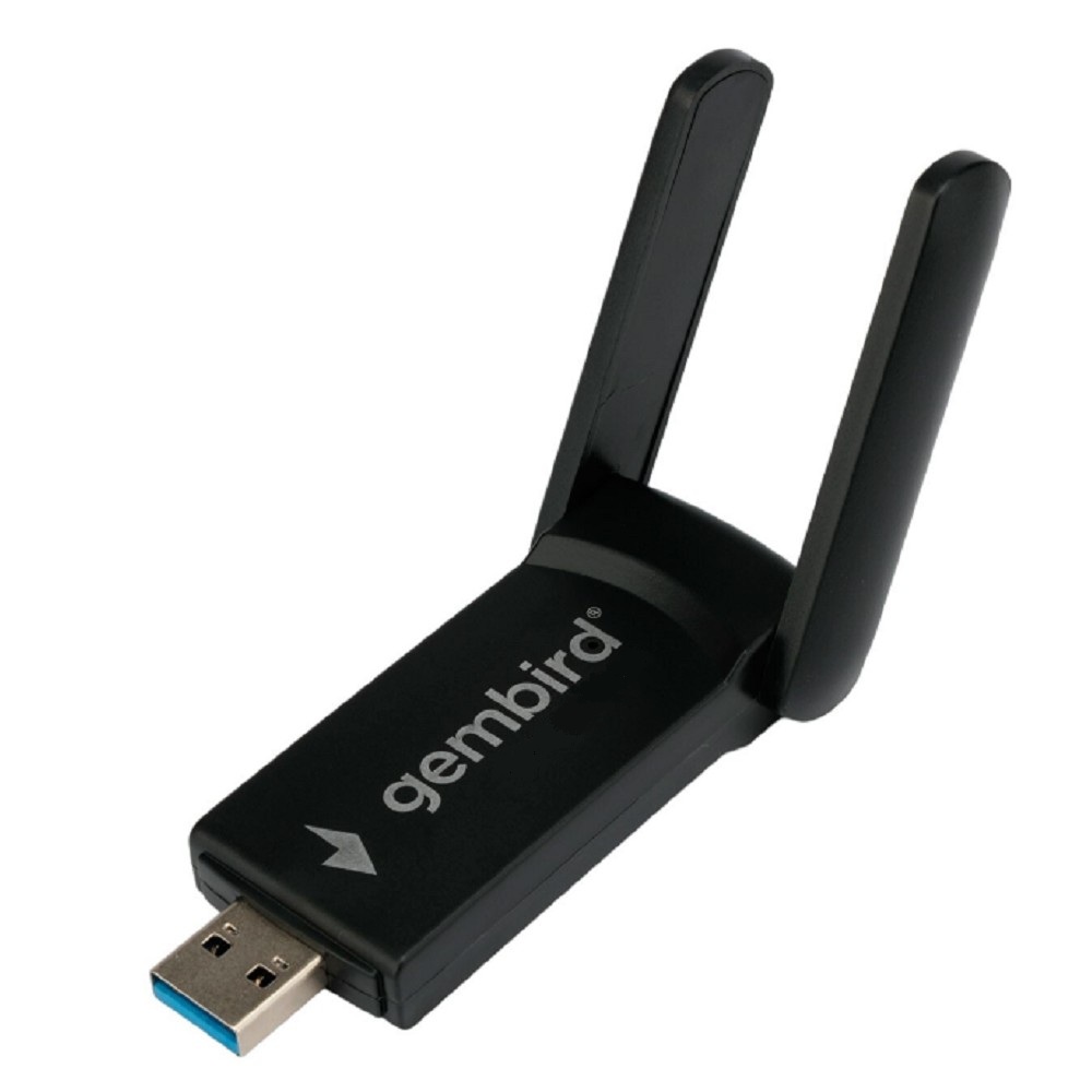 Gembird Сетевой адаптер WiFi+Bluetooth 1.3 Гбит, двухдиап. с антеннами, USB,802.11b/a/g/c/ac,RTL8822 (WNP-UA-020)