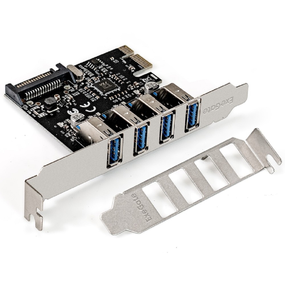 Exegate EX283716RUS Контроллер EXE-314 PCI-E 2.0, 4*USB3.0 ext, разъем доп.питания (OEM)