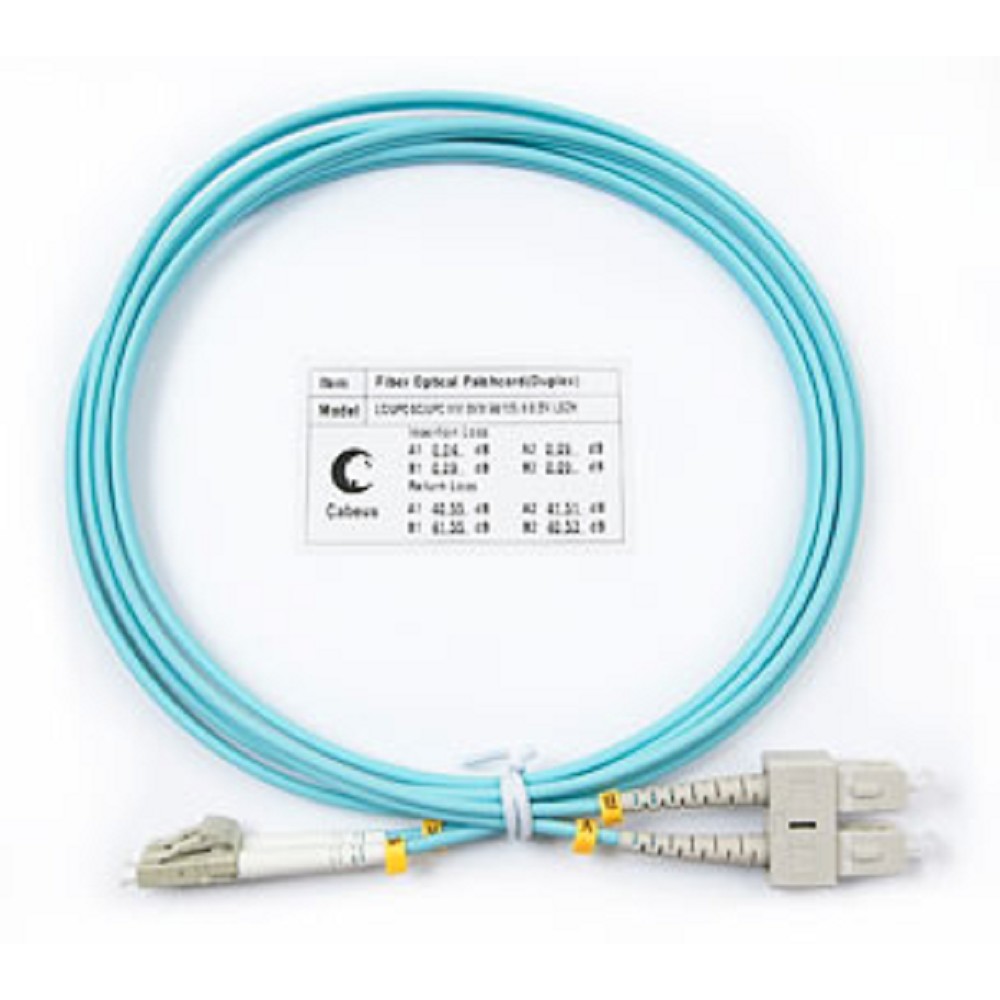 Cabeus FOP-50-LC-SC-2m Шнур оптический duplex LC-SC 50/125 mm OM3 2м LSZH    