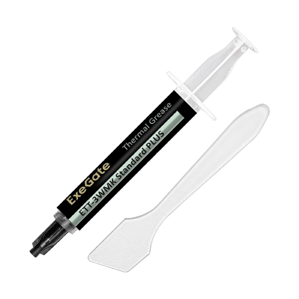 Exegate EX296091RUS Термопаста ExeGate ETT-3WMK Standard PLUS (3,2 Вт/(м•К), 1.5г, шприц с лопаткой)