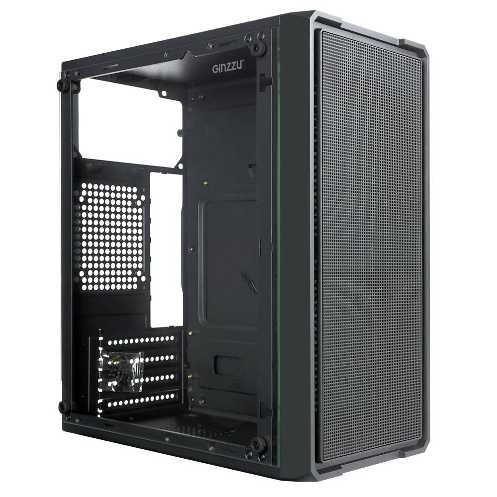 Повреждение упаковки Корпус Ginzzu B171  2*USB 2.0,AU боковая панель стекло передняя сетка