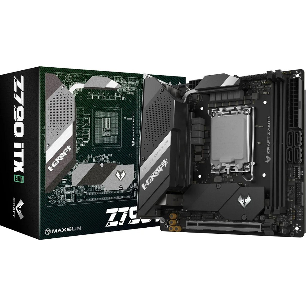 MAXSUN MS-iCraft Z790ITX WIFI V1/V2 (Socket 1700, mini-ITX, 2*DDR5,  HDMI/DP, 4*SATA3, 2*M.2, 1xPCI-E x16 , 4*USB 2.0,  4* USB 3.2 Gen1, 1* Type-C, LAN 1*2.5G, Bluetooth, Wi-Fi 802.11ax, RTL)