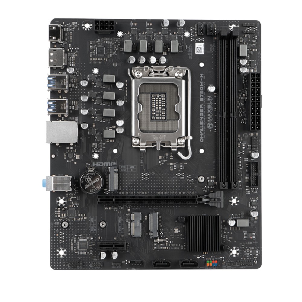 MAXSUN MS-Challenger B760M-H WIFI (Socket 1700, mATX, 2*DDR4(64Gb), DP/HDMI, 2*SATA3, 2*M.2, 1xPCI-Ex16/1*PCIEx1, 2*USB 2.0, 4*USB 3.2, LAN 1*1G, BT, Wi-Fi6, RTL)