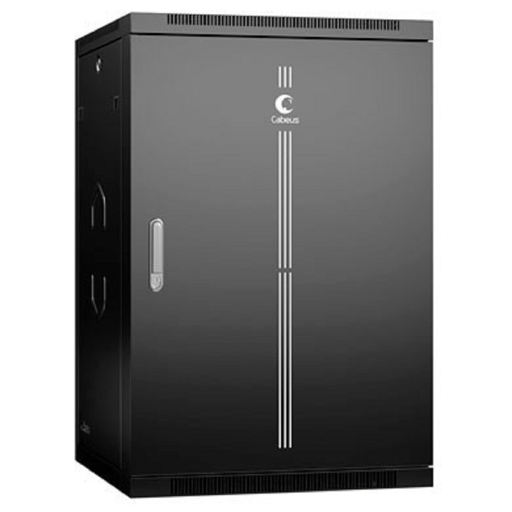 Cabeus SH-05F-22U60/60m-R-BK Шкаф телекоммуникационный настенный разобранный 19" 22U 600x600x1082mm (ШхГхВ) дверь металл, цвет черный (RAL 9004)