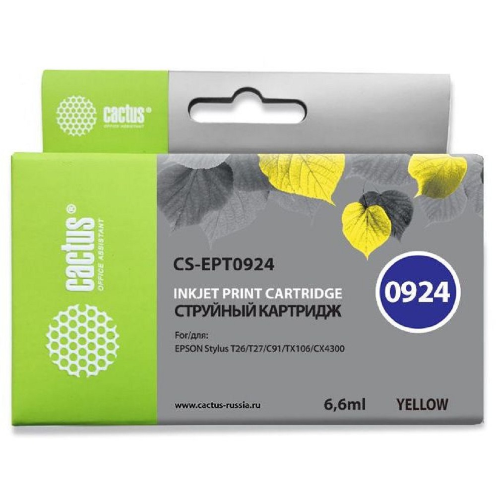 Cactus EPT0924 Картридж  для  Stylus C91/CX4300/TX106/TX117, жёлтый
