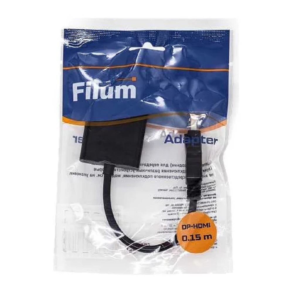Filum Адаптер Display port - HDMI, 0.15 м., разъемы: DP male-HDMI A female, пакет. [FL-A-DPM-HF-0.15M] (894149)