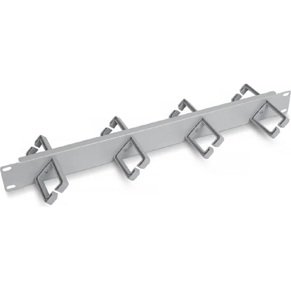 Cabeus JB08-1U-45-GY Кабельный органайзер горизонтальный 19" 1U двухсторонний, 8 пластиковых колец под углом 45 градусов