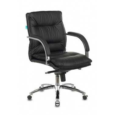 Кресло руководителя Бюрократ T-9927SL-LOW/BLACK низкая спинка черный кожа крестовина хром [1360685]