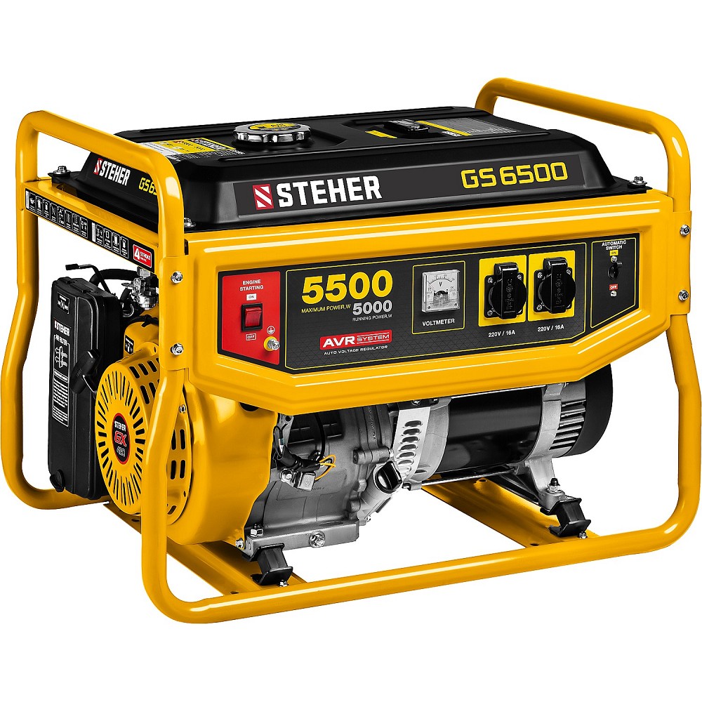 STEHER Бензиновый генератор, 5500 Вт [GS-6500]