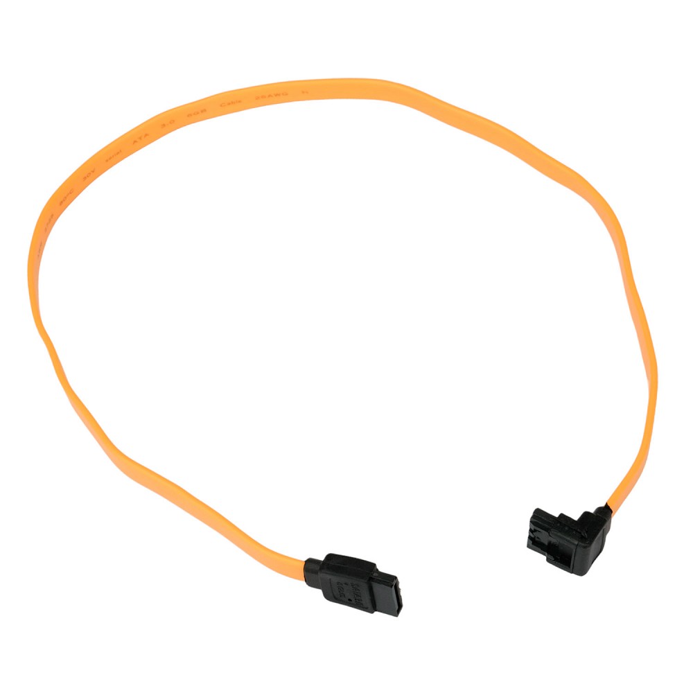 Cablexpert Кабель интерфейсный SATA Sata3 7pin / 7pin, угловой, защелка, 50см, желтый, пакет (CC-SATAM-DATA90-YL-50CM)