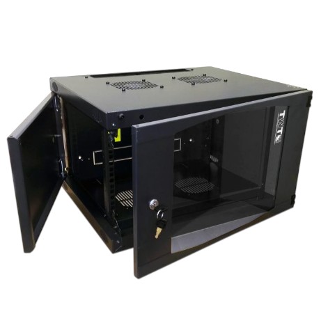 Шкаф настенный LANMASTER Next, 9U 550x450, стеклянная дверь, черный (9TWT-CBWNG-9U-6x4-BK)