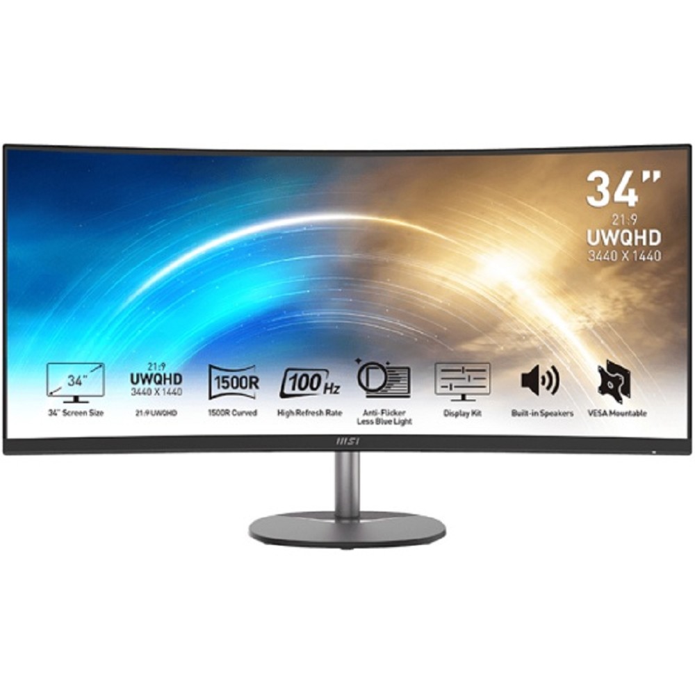 MSI PRO 34" MP341CQ {VA Curved 3440x1440 100Hz 1ms 178/178 300cd 3000:1 2xHDMI DisplayPort MM}
