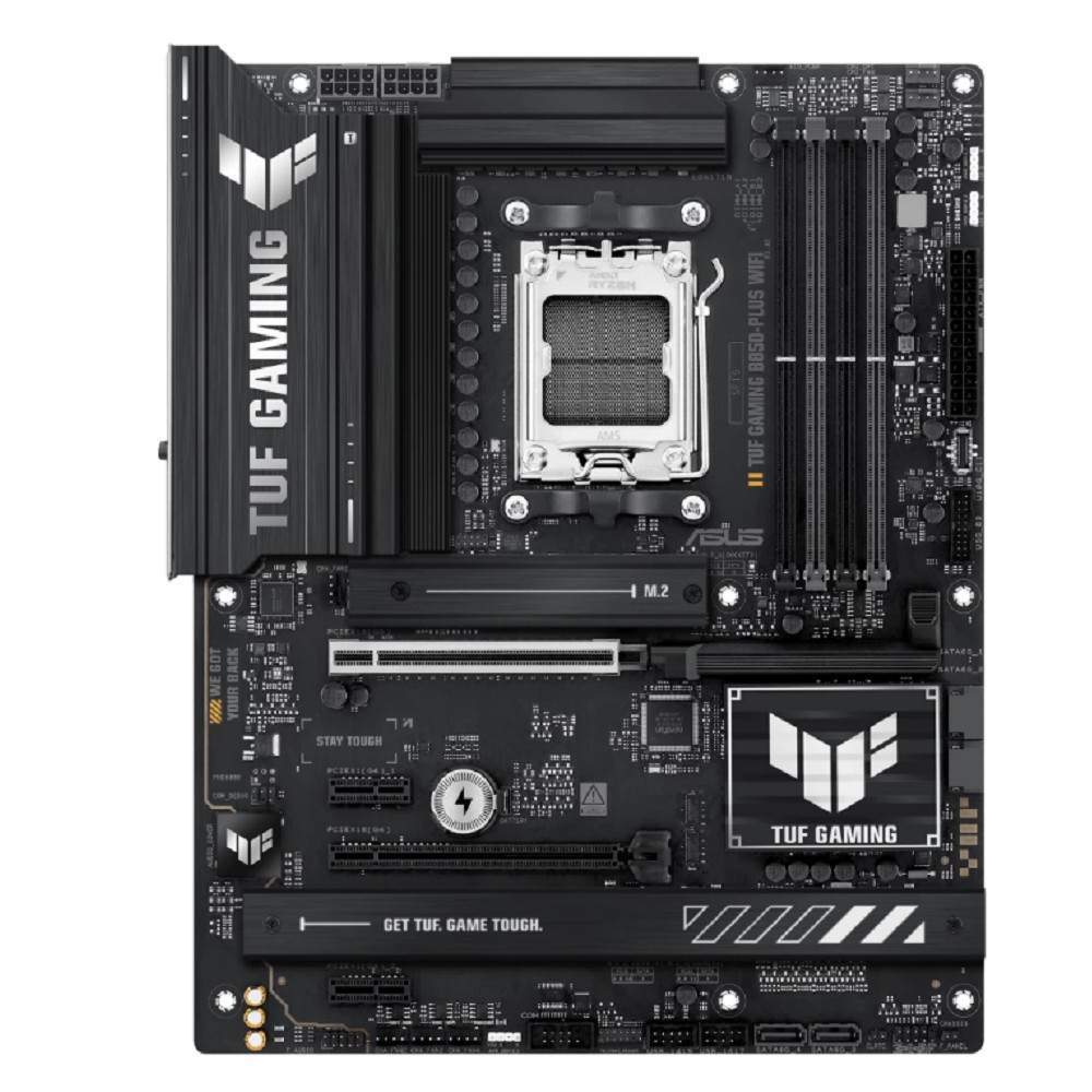 ASUS TUF GAMING B850-PLUS WIFI (Socket AM5, ATX, 4xDDR5(256GB), DP/HDMI, 1xPCIe 5.0x16/1xPCIe 4.0x16/2xPCIe 4.0x1, 1xLAN (2.5GbE), Wi-Fi 7, 4xSATA 6Gb/s, 3xM.2, 1xType-C, 7xUSB 3.2, 2xUSB 2.0)