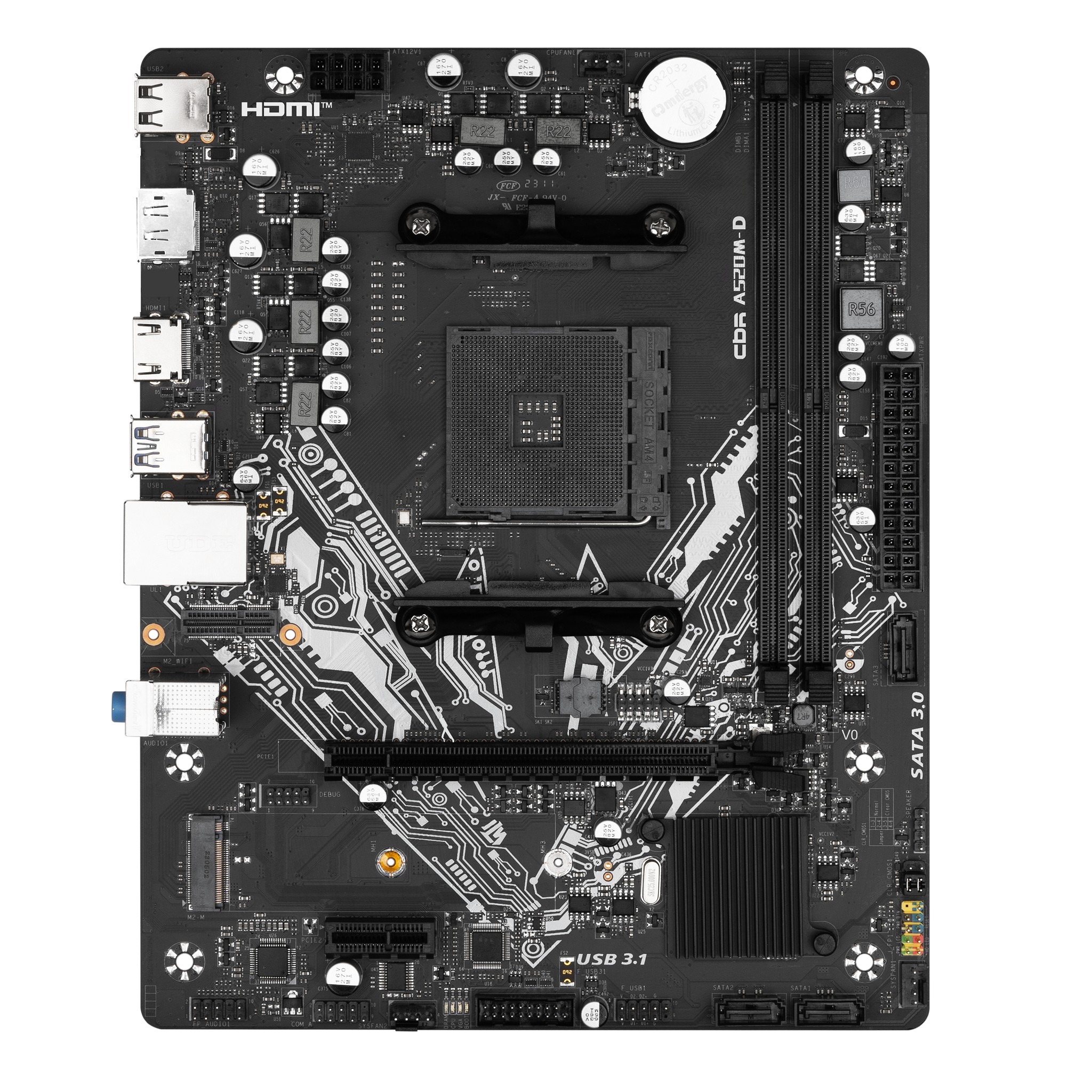 Материнская плата CBR A520M-D (Chipset A520, Socket AM4, 2*DDR4, DP+HDMI,1*PCIEx16,1*PCIEx1,1*M.2 NVME,3*SATA3,4*USB 3.0+6*USB 2.0,LAN 1Gb)