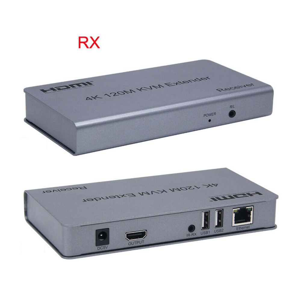 ORIENT VE051, HDMI KVM extender, HDMI+USB+Audio удлинитель до 120 м по витой паре Cat5e/6, HDMI 1.4, 4K@30Hz/1080p@60Hz, HDCP, передача ИК сигнала управления, пит. от вн.БП 5В/1А, метал.корп.(31068)