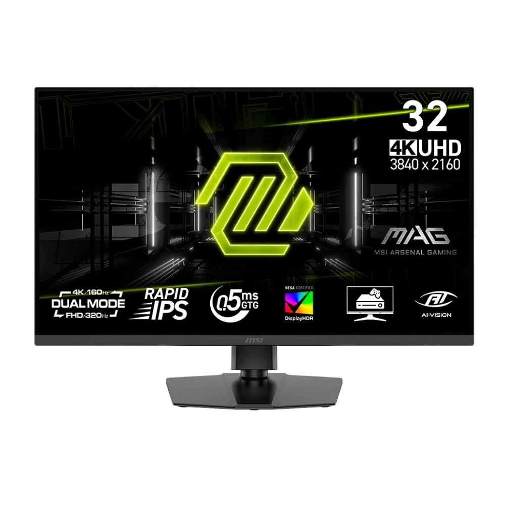 MSI MAG 31.5" 322URDF E16 черный {IPS 3840x2160 160Hz-320Hz 0.5ms 400cd 2xHDMI DisplayPort 2xUSB Tilt Swiv HAS Pivot Internal Vesa} [9S6-3DD89T-012]