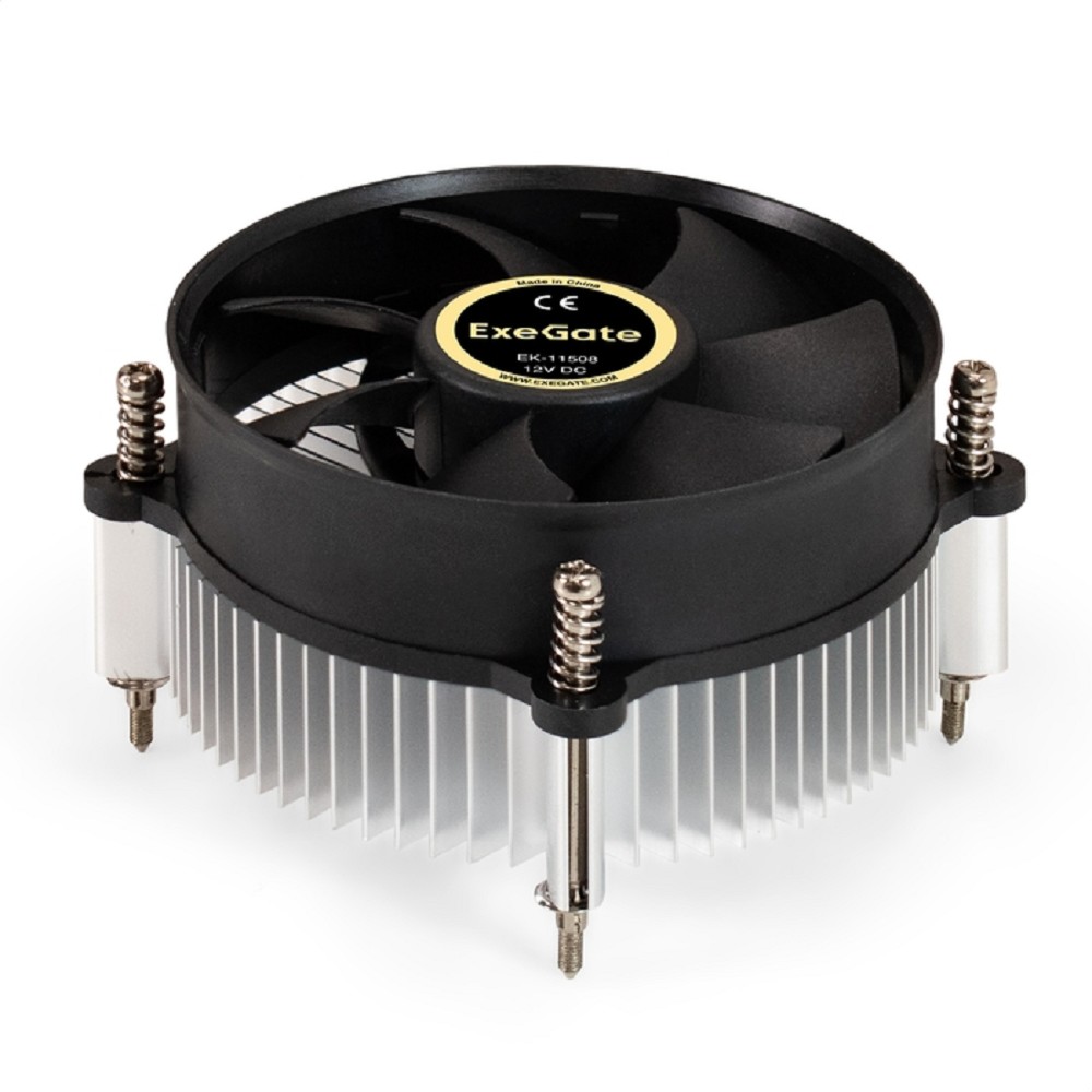 Exegate EX286141RUS Кулер ExeGate EK-11508.PWM (Al, LGA1150/1151/1155/1156/1200, TDP 75W, Fan 90mm, PWM, 1200-2600RPM, Hydro bearing, 4pin, 11-24db, 285г, с термопастой, на винтах, Retail color box)