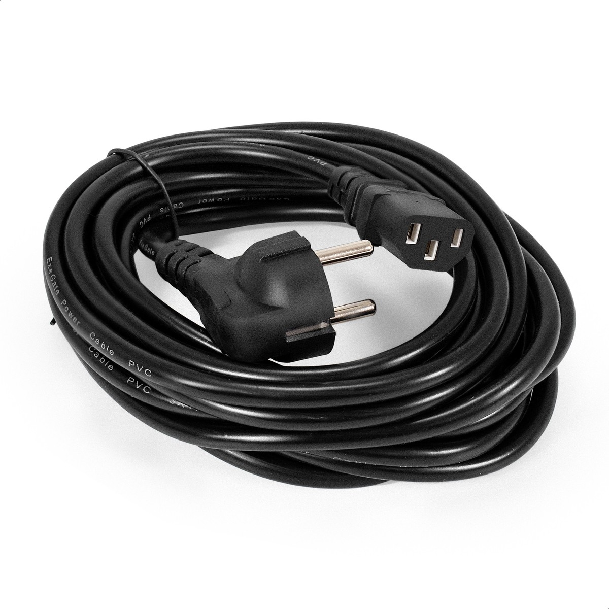 Exegate EP280665RUS Кабель питания ExeGate Power PC-5P (Евровилка угловая Schuko->С13) VDE-250V-3*0.75mm2, медь, черный, 5м.