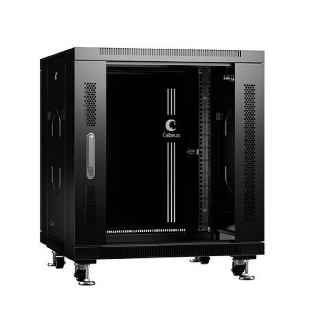 CABEUS SH-05C-12U60/80-BK ШКАФ МОНТАЖНЫЙ ТЕЛЕКОММУНИКАЦИОННЫЙ 19" НАПОЛЬНЫЙ ДЛЯ РАСПРЕДЕЛИТЕЛЬНОГО И СЕРВЕРНОГО ОБОРУДОВАНИЯ 12U 600X800X730MM (ШХГХВ) ПЕРЕДНЯЯ СТЕКЛЯННАЯ И ЗАДНЯЯ СПЛОШНАЯ МЕТАЛЛИЧЕСК