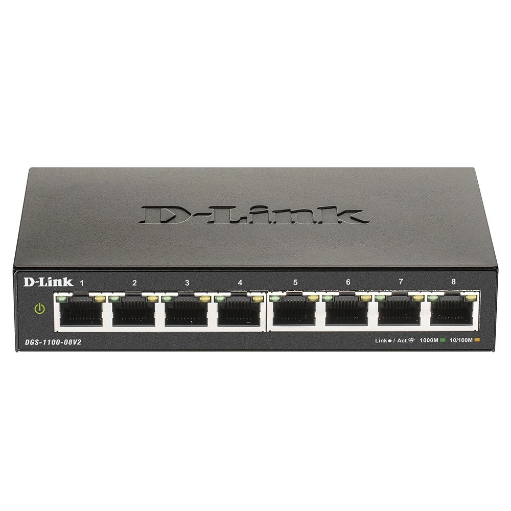D-Link DGS-1100-08V2/A1A Настраиваемый L2 коммутатор с 8 портами 10/100/1000Base-T