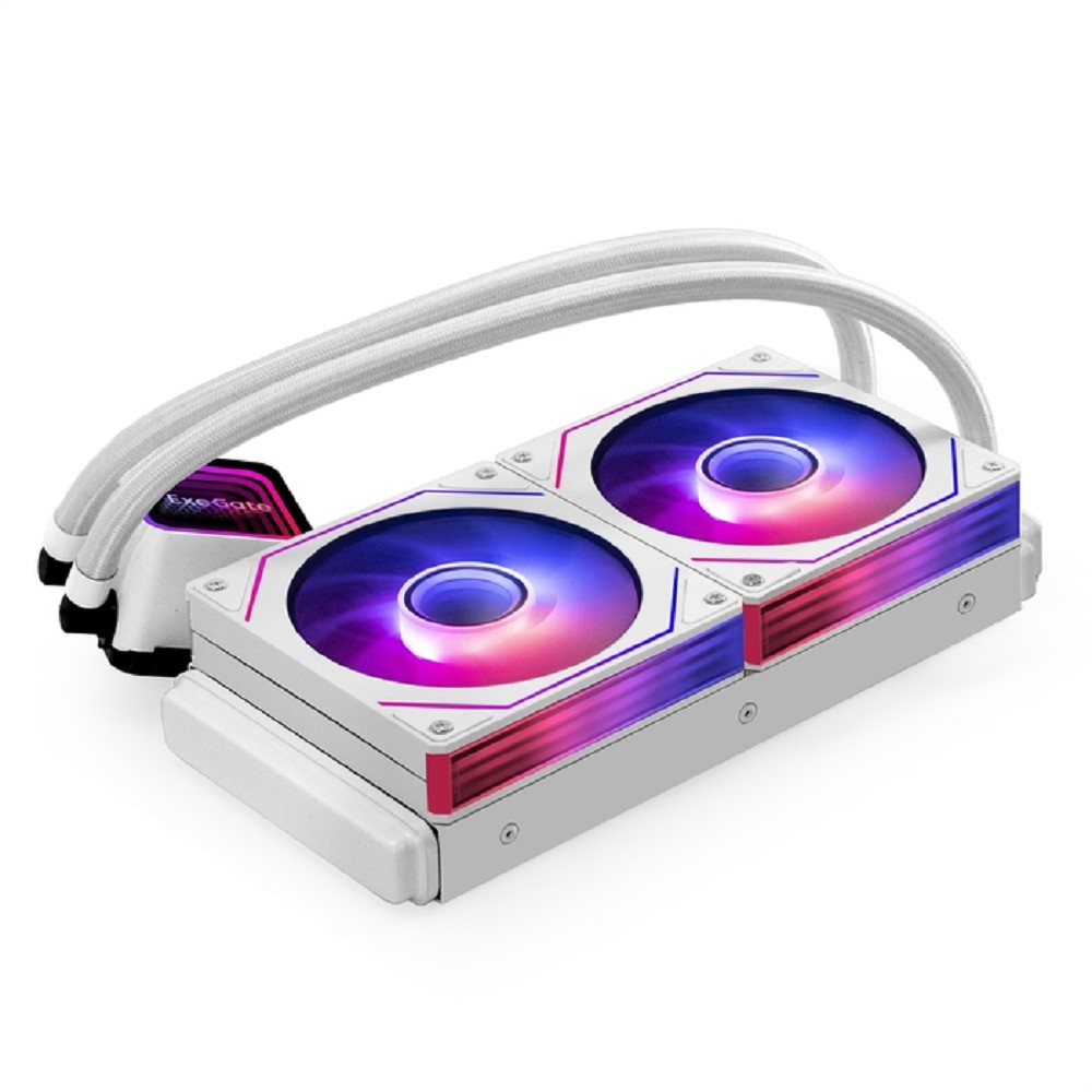 Exegate EX301485RUS Комплект водяного охлаждения ExeGate BlackWater-240.PRISM.PWM.ARGB.White (3 PIN 5V ADDRESSABLE RGB подсветка, LGA1954/1851/1700/1200/115x/2066/2011/AM5/AM4, TDP 260W, 2x Fan 120mm 