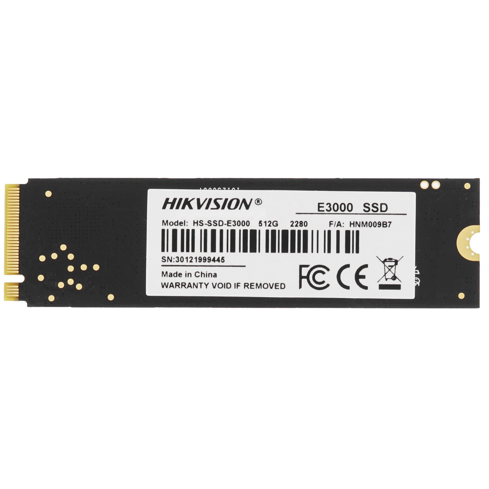 SSD M.2 HIKVision 512GB E3000 Series <HS-SSD-E3000/512G> (PCI-E 3.0 x4, up to 3500/1800MBs, 3D NAND, 224TBW, NVMe, 22x80mm)