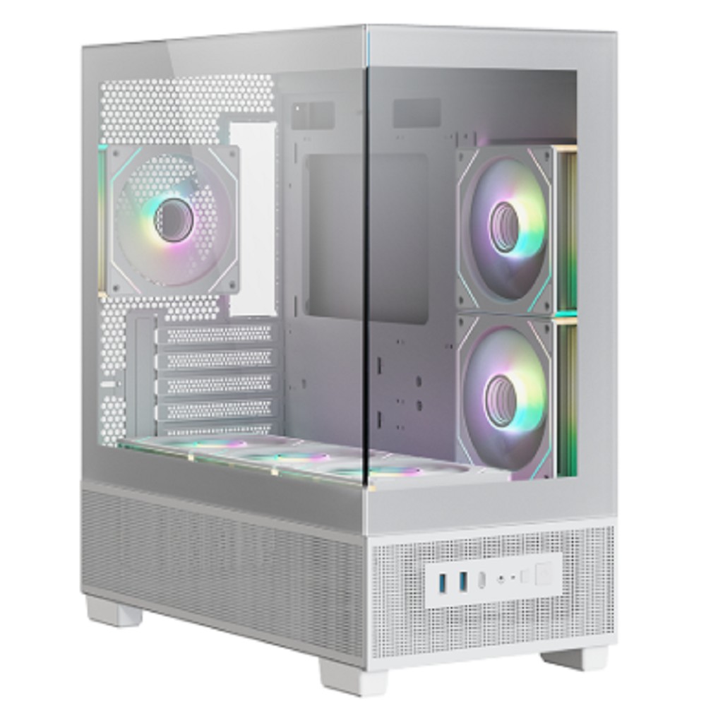 XASTRA Корпус Q500M 3ARGB-C10 White mATX/Aquarium/Screewless/ 3x120mm ARGB PWM FM fans/Argb+PWM HUB 10port/ Q500M-3FM12A-C10-WH