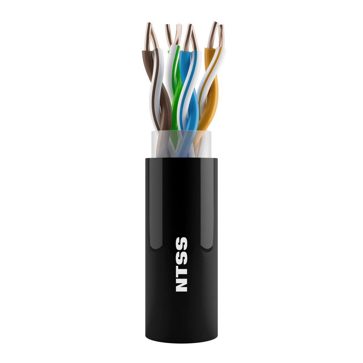 NTSS Кабель витая пара NTSS U/UTP 5e 4 пары одножильный 24AWG медь 305м внешний PE черный NTSS-OUT-UTP4-5e-PE-BL