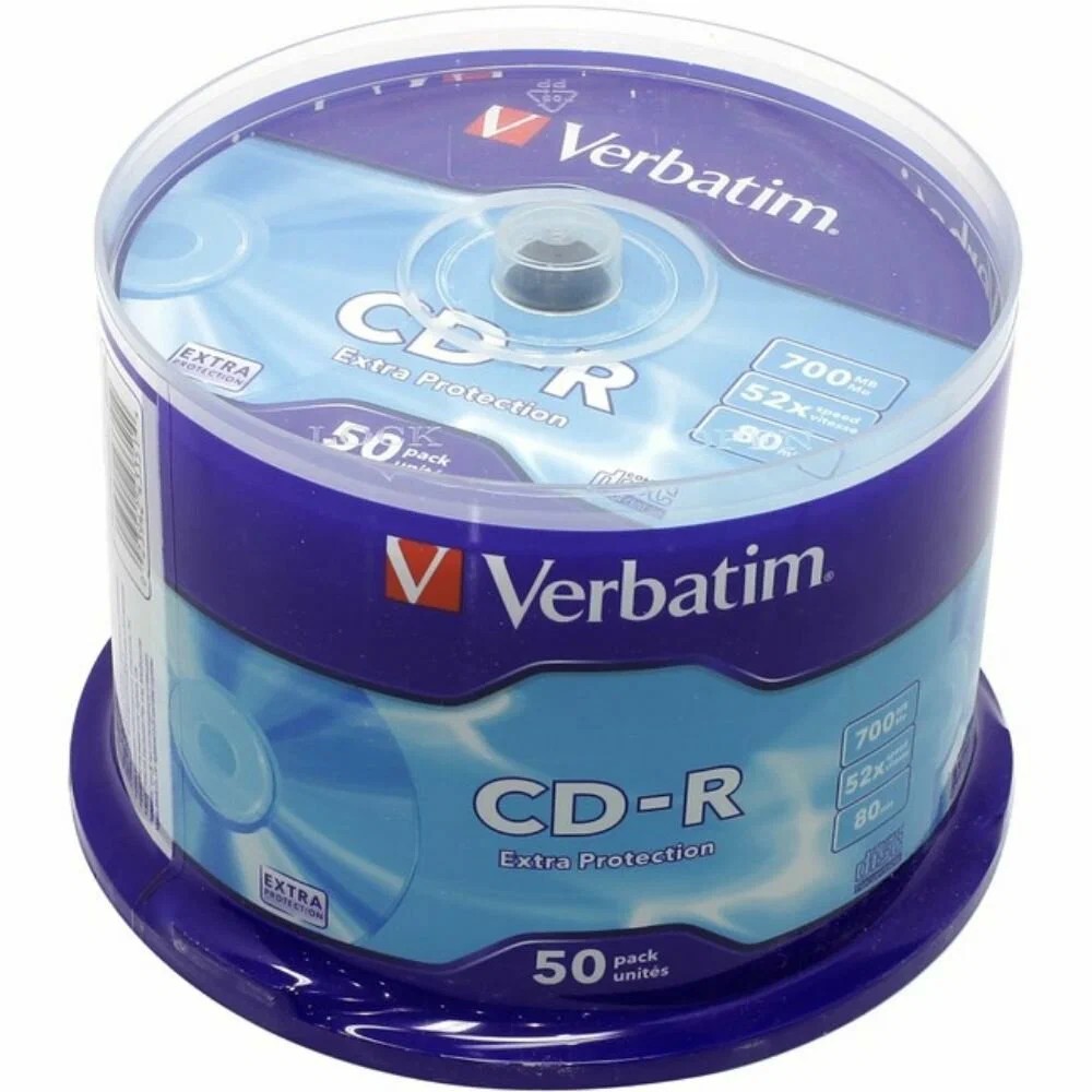 Verbatim Диски CD-R 50 шт. 48/52-x 700Mb, Cake Box (43351)