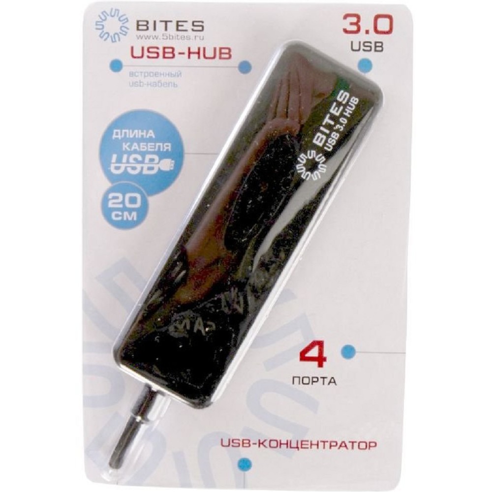 5bites HB34-310BK Концентратор 4*USB3.0 / USB PLUG / BLACK