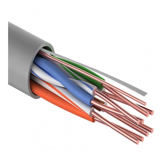 PROconnect (01-0043-3-100) Кабель витая пара омедненный, U/UTP, CCA, CAT 5e, PVC, 4PR, 24AWG, INDOOR, SOLID, серый, 100м
