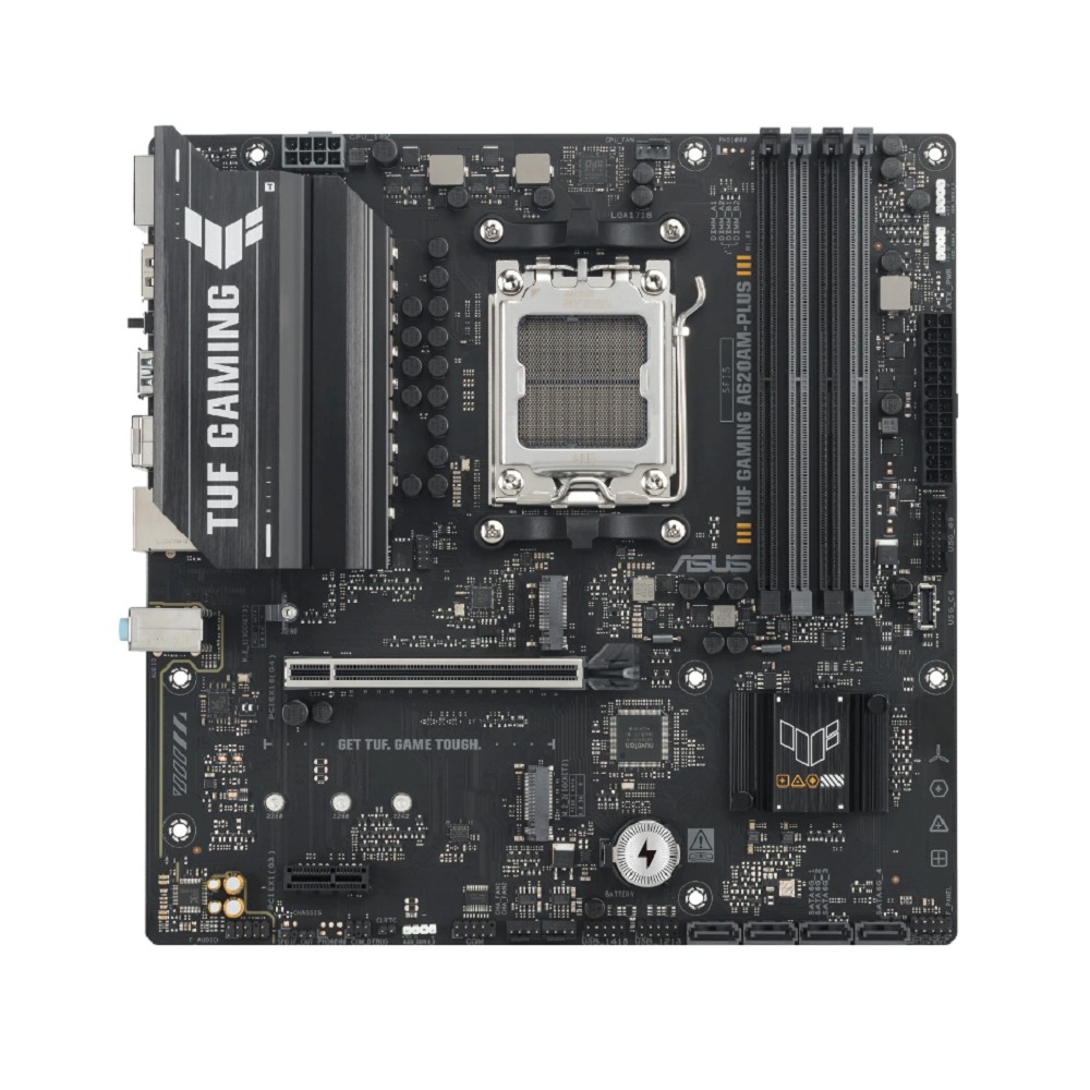 ASUS TUF GAMING A620AM-PLUS (SocketAM5, mATX, 4xDDR5(256GB), 2xDP/HDMI, 2xPCIe 4.0x16/1xPCIe 3.0, 1xLAN (2.5GbE), 4xSATA 6Gb/s, 2xM.2, 2xUSB 3.2, 4xUSB 2.0, 1xPS/2) 