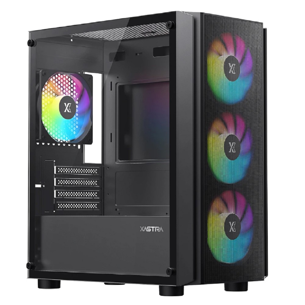 XASTRA Корпус A402M 4ARGB Black mATX/Mesh/full-size TG/ 4x120mm ARGB PWM fans/ A402M-4FC12A-BK