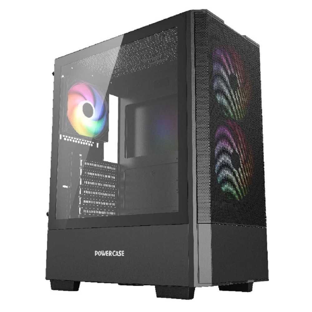 Powercase Mistral AY3B ARGB, Tempered Glass, 2x 140mm +1x 120mm ARGB Fans, чёрный, ATX  (CMAYB-A3)