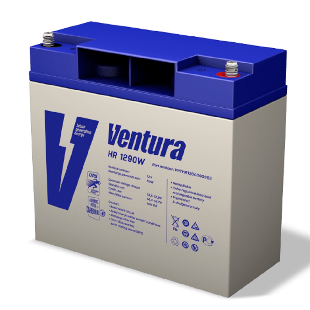 АКБ Ventura HR 1290W 12V/557 Вт/блок {18Ач, F5 (основная)/F6, ДхШхВ 181х77х168мм, 6.3кг, срок службы 10 лет}