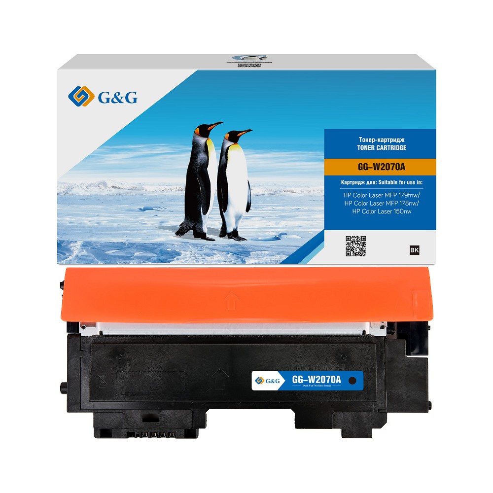 Тонер-картридж G&amp;G, GG-W2070A аналог HP W2070A/117A черный 1k с чипом